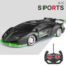 Black and green RC sports car with remote control 