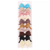 Set of colorful hair bows in a package 