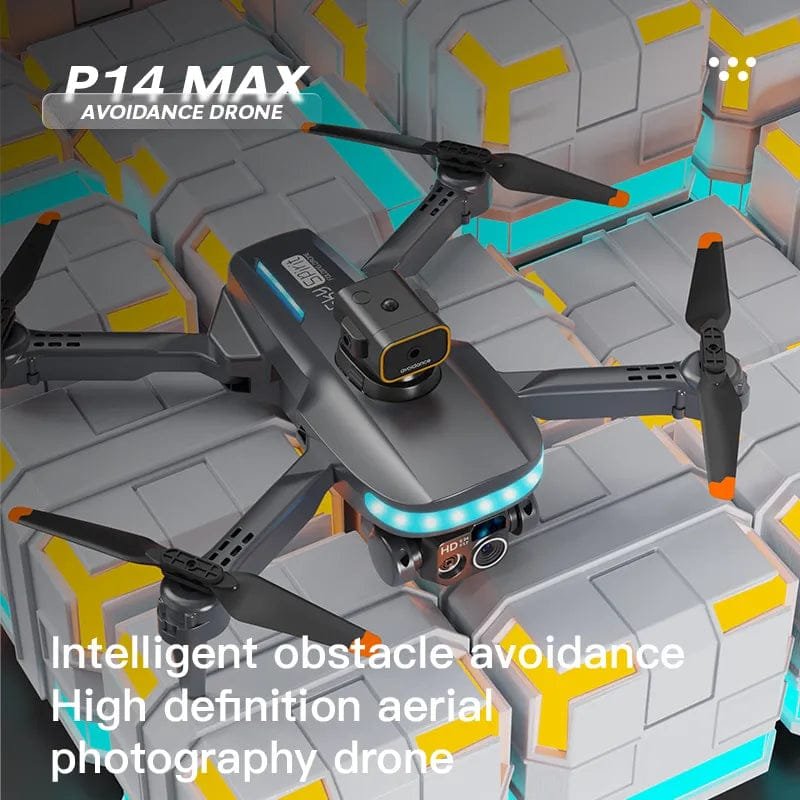 P14 MAX avoidance drone with text on an abstract background