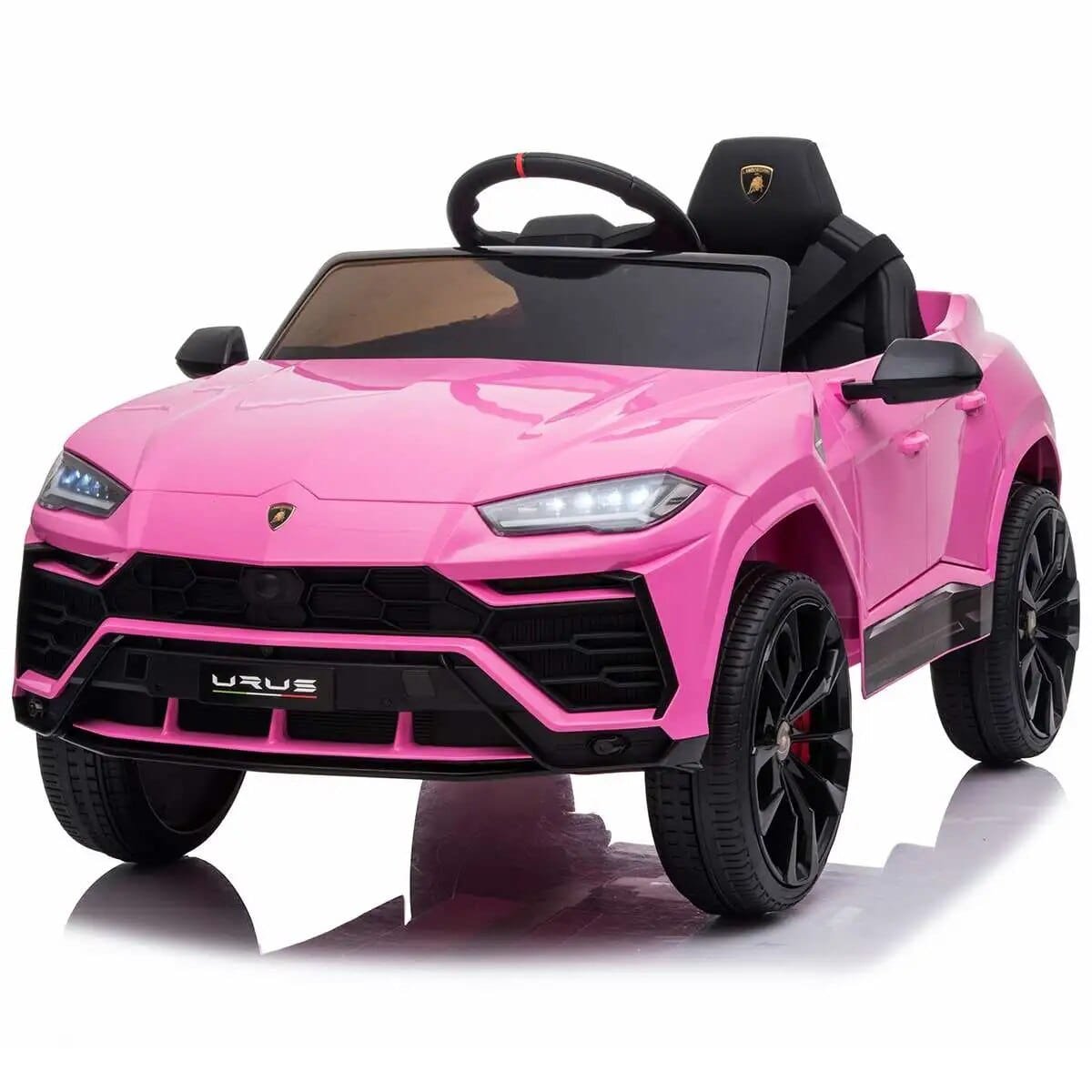Pink toy car with black details.