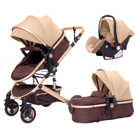 High Landscape 3-in-1 Baby Stroller with Pink Car Seat: Luxury Travel Pram image 14