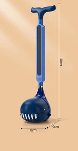 Blue scooter with measurements on a beige background