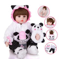 18 inch reborn baby doll in a panda outfit with accessories for nurturing pretend play and collecting.