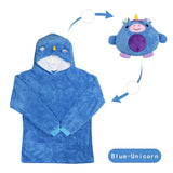 Wearable Kids Pets Hoodie Blanket Hoodie Children Sweatshirt Pet Shape Winter Fleece Pet Hooded Pajamas For Kids Holiday Gift - Navy blue image