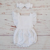Organic Cotton Ruffle Romper & Headband - 3M, Dusty Pink image