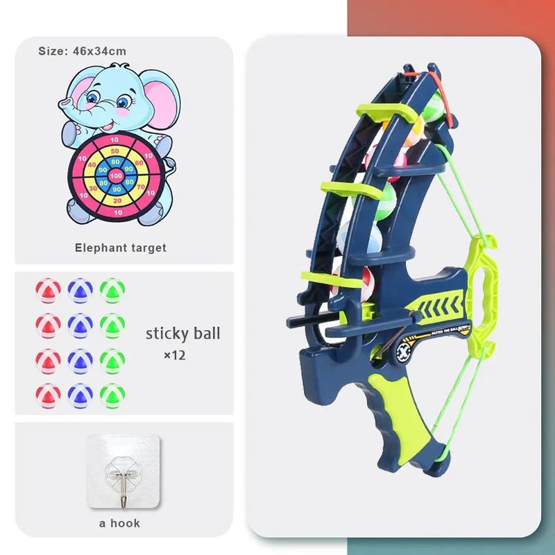 Toy bow and arrow set with accessories on a white background