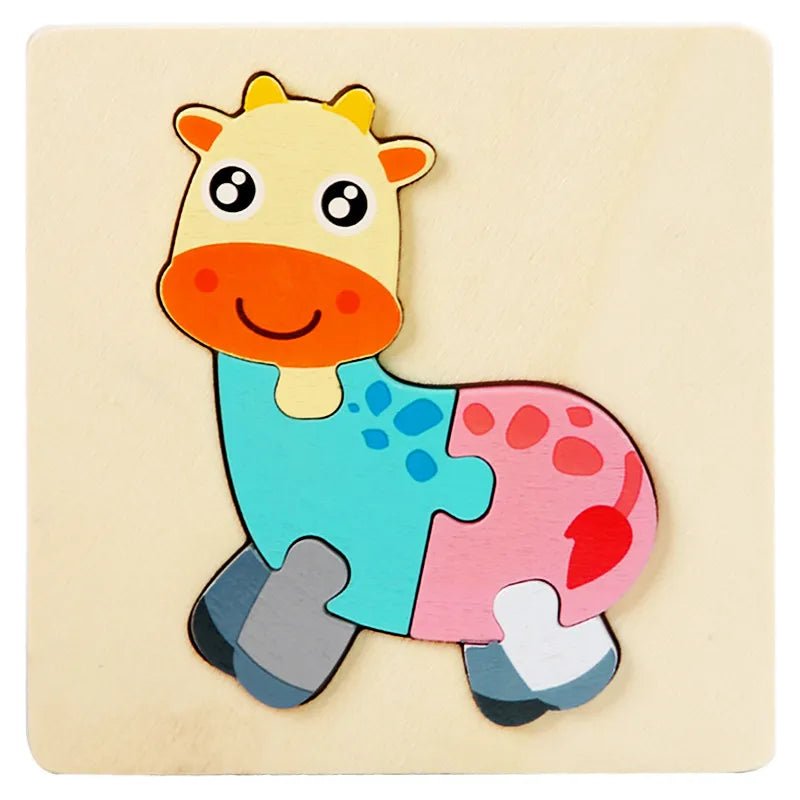 Colorful Animal Wooden Puzzle - Kids' Educational Jigsaw Toy - Giraffe image