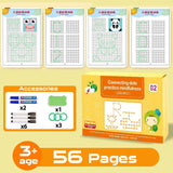 Educational activity book set with colorful pages and accessories on a yellow background