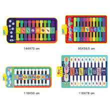 Kids duet keyboard piano play mat size options to compare before choosing the right music mat for your child.