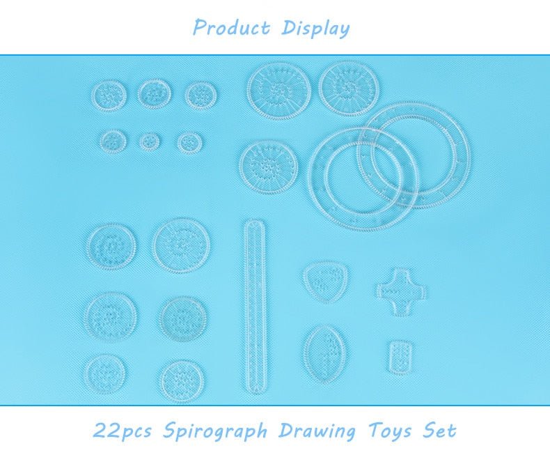 Spirograph design drawing toy with 22 interlocking gears for hours of pattern drawing and quiet creative play.