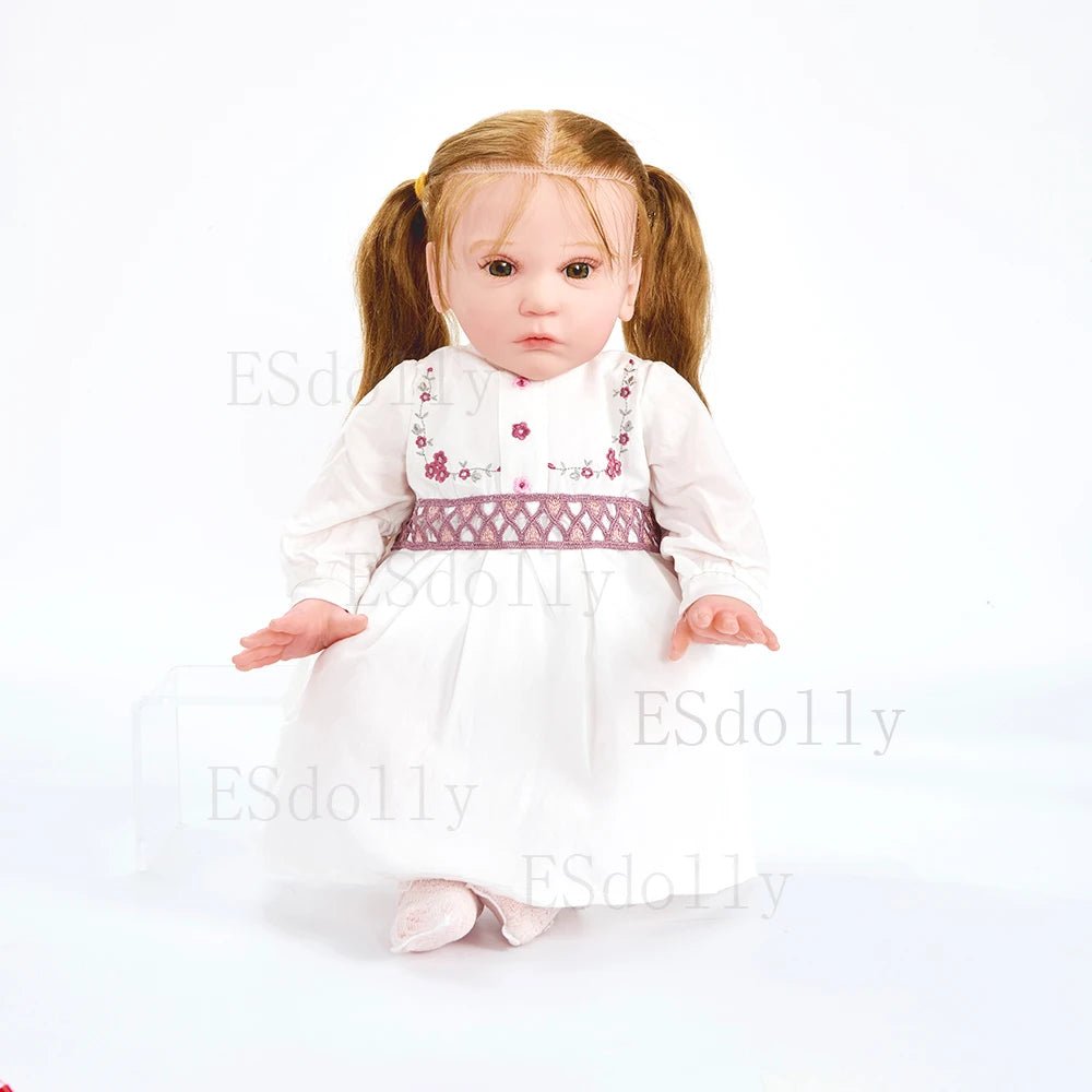 Mattia reborn newborn doll with blonde rooted pigtails for hair styling play and thoughtful gifting.