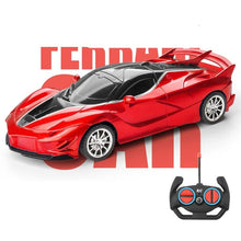 Red High-Speed RC Car with illuminated LED body for indoor racing and imaginative driving play.