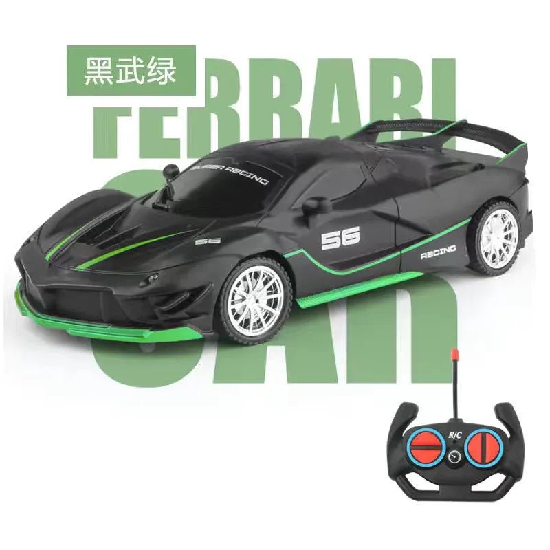 LED High-Speed RC Sports Coupe with remote control, a ready-to-race gift for kids birthdays.