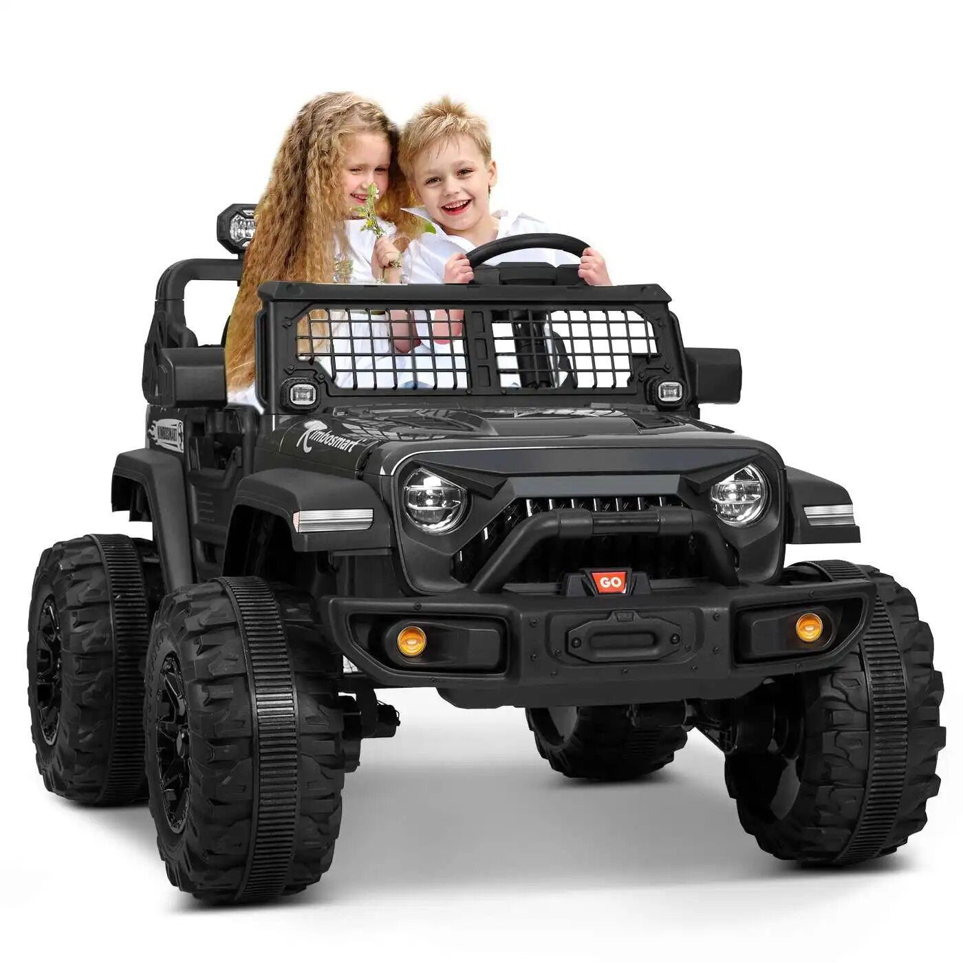 24V kids ride-on electric car with four-wheel drive for backyard driving fun and outdoor exercise.