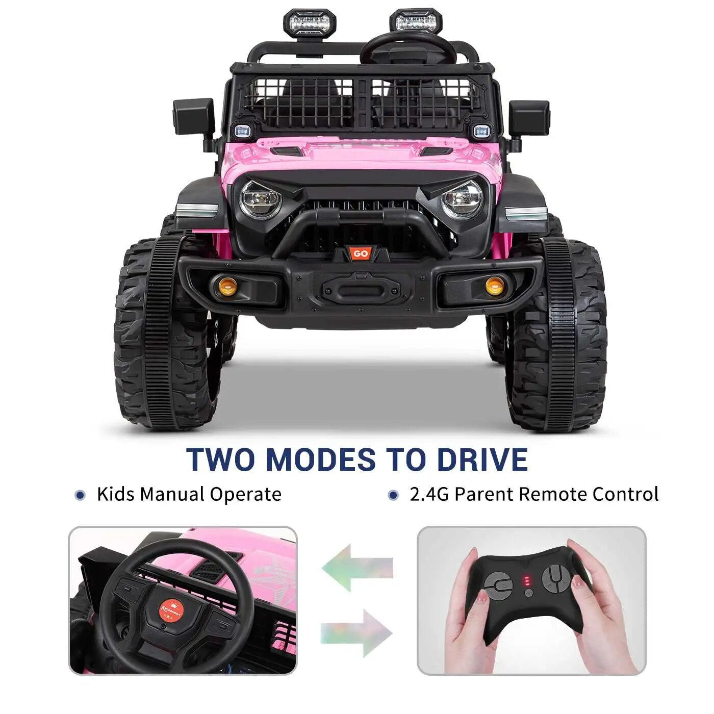 24V kids electric ride-on vehicle with parent remote control for safe supervised driving in the garden.