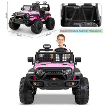 Size and recommended age guide for the four-wheel drive 24V electric car for children, with parent remote.