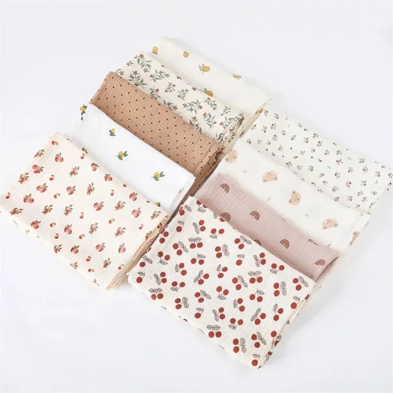Set of six fabric swatches with various patterns on a white background