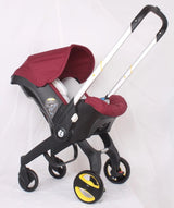 3-in-1 High Landscape Baby Stroller - Newborn Travel System & Cradle - Burgundy image