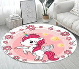 3D Unicorn Cartoon Area Rug - Large Round Non-Slip Mat for Kids - 4, Diameter 80cm image