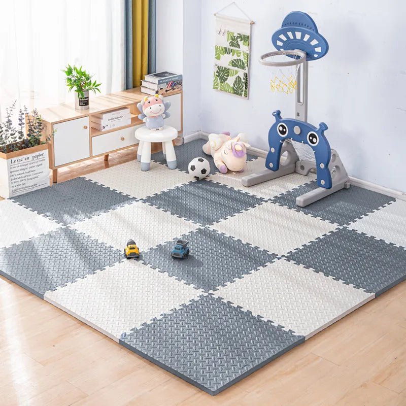 Kids Foam Puzzle Play Mat - Home Workout Floor Padding - gray white, 24 pieces-1cm image