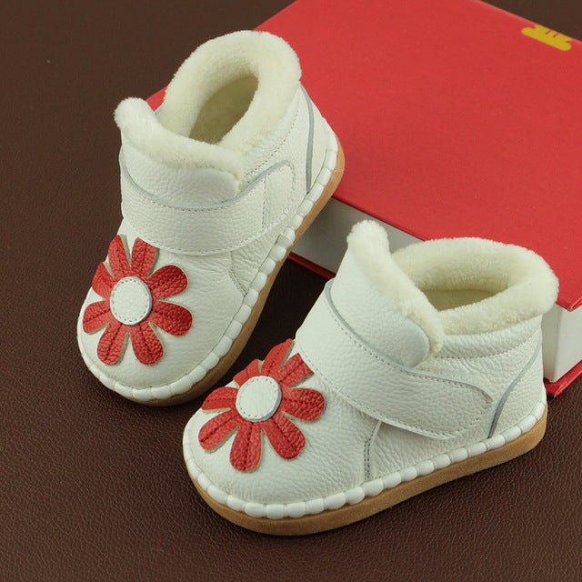 Cute Flower Genuine Leather Baby Girl Snow Boots image (option 23)