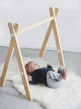 Natural Wooden Baby Gym & Teether with Clouds & Rodent image 0