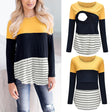 Long sleeve Striped Print t-shirt Maternity breastfeeding tops image 0