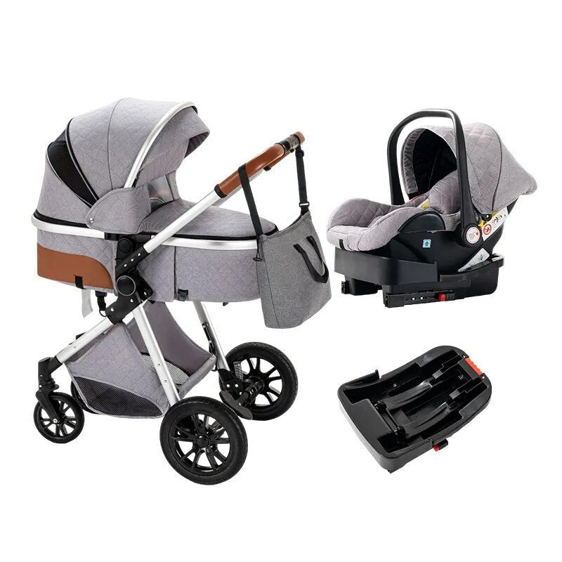 Luxurious 3-in-1 Baby Stroller, baby stroller and car seat set, for baby gear bundle use with matching accessories.