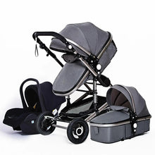 3-in-1 baby stroller luxury carriage with car seat and bassinet for newborn to toddler use.