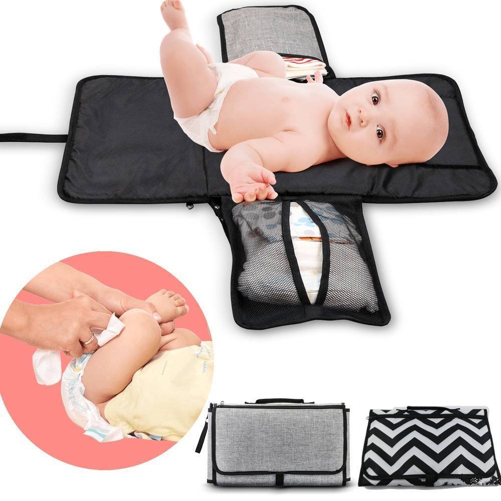 3 in 1 waterproof baby diaper changing pad and bag set for hygienic nappy changes at home and on the go.