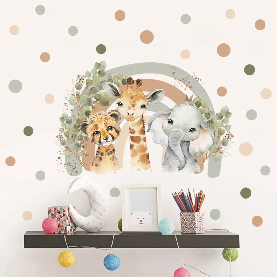 Boho African Animal Wall Decals - Giraffe & Elephant Art image 4