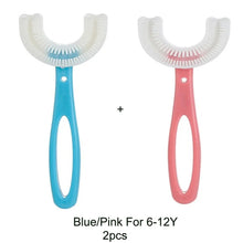 360-Degree Childrens Toothbrush shaped for full-mouth cleaning in a quick 30-second brush.