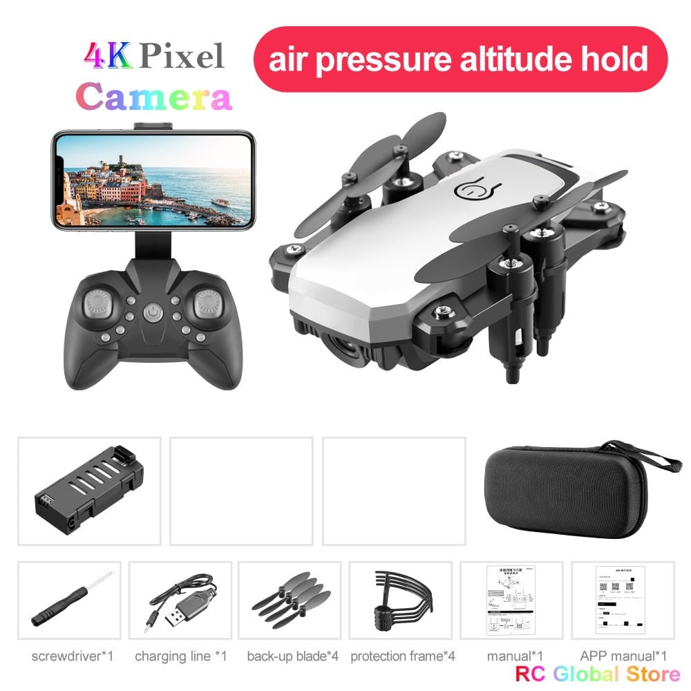 LF606 Mini RC Drone 4K HD with Camera Remote Control Helicopter - White 4K 1B Bag image