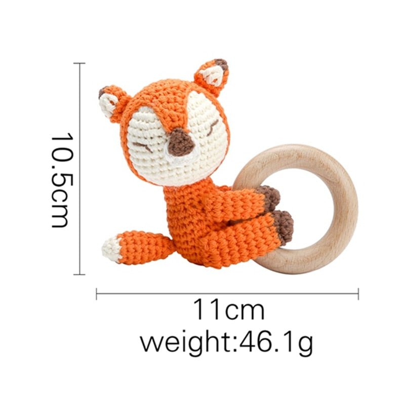 Crochet Bunny Rattle & Teether with Wood Ring - Fox image