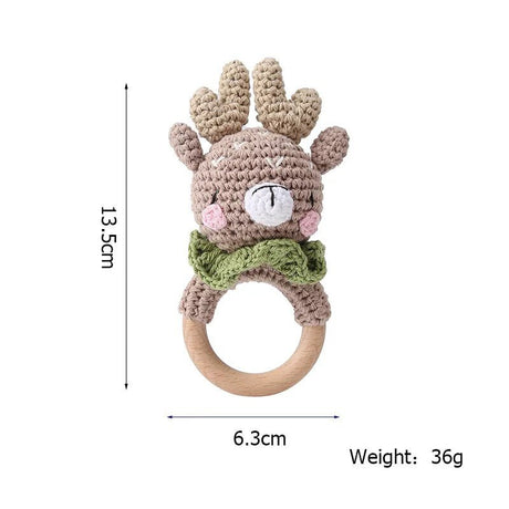1PC Crochet Animal Wooden Teether & BPA-Free Rattle image 6