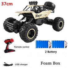 Complete 37cm 4WD RC truck kit with batteries, charger and remote for long high-speed racing afternoons.