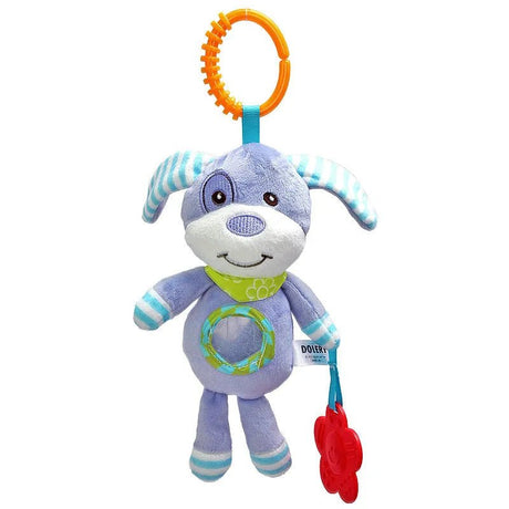 Plush toy with a rattle on a white background