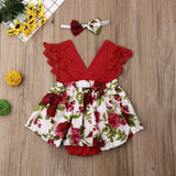 0-24M Princess Romper: Floral & Lace with Headband for Summer image 5
