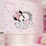 Wall decal of a cartoon character on a pink wall with star decorations