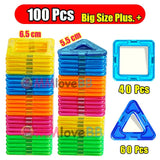 Stacks of colorful plastic shapes with size measurements.