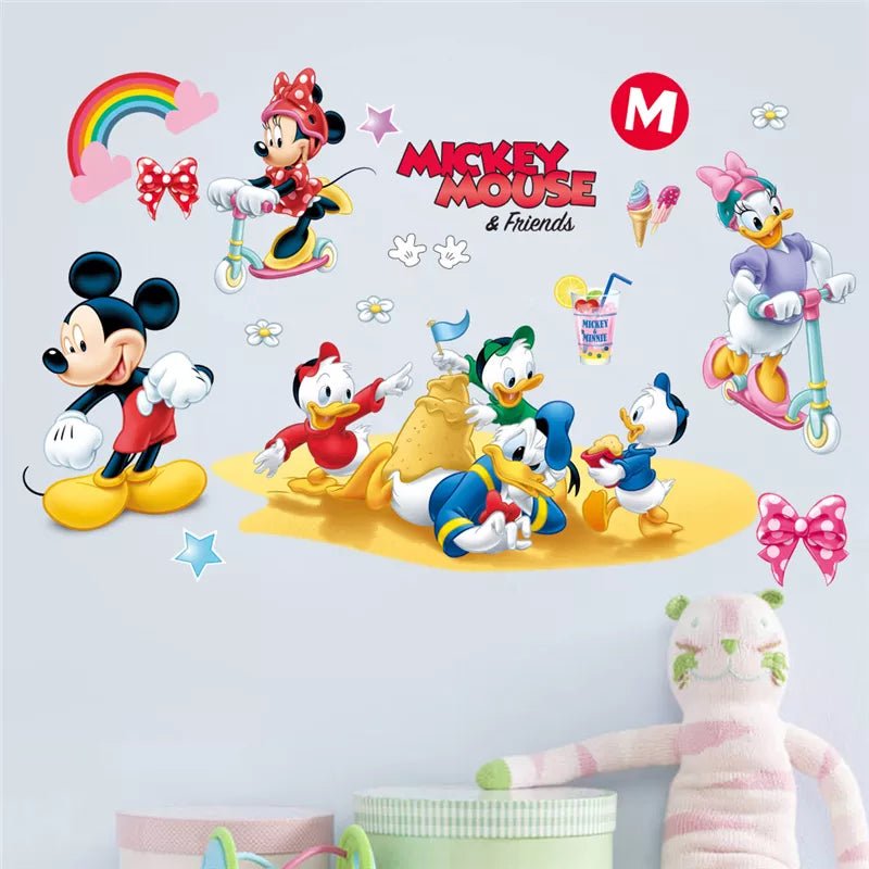Wall stickers featuring Mickey Mouse and friends on a light gray background