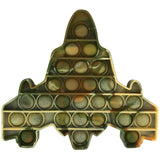 Pop-it fidget toy shaped like a fighter jet on a white background