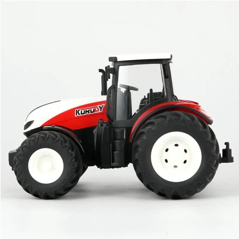 Toy tractor with 'KUNU' branding on a white background
