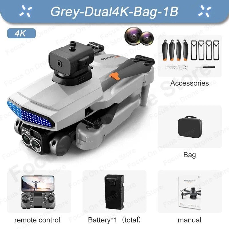 New D6 Mini Drone - 8K Camera, Obstacle Avoidance, Foldable Quadcopter Gift - D6-Grey-4K-Bag image