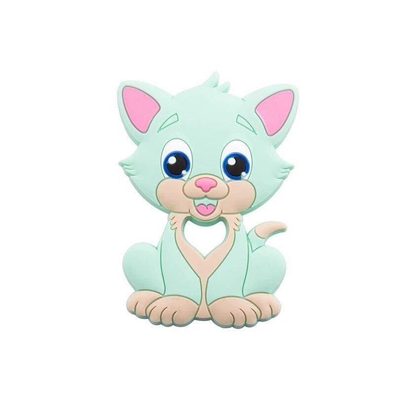 1PC Turtle Silicone Teether - Food Grade, Baby-Safe - Mint Cat image