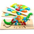 3D Dinosaur Puzzle Montessori wooden toy for toddlers 2-5 years to build shapes and practise problem solving.