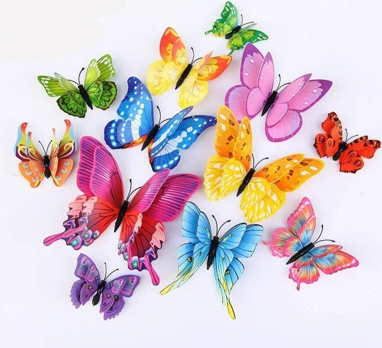 Colourful 3D magnetic butterflies for home wall decor, celebrations and craft arrangements.