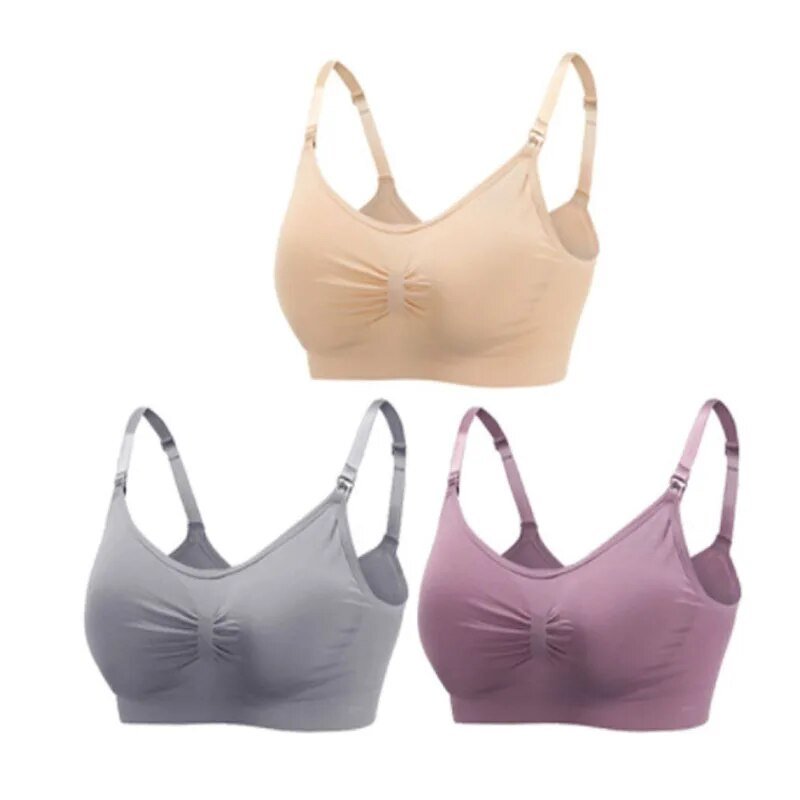 3pc Maternity Nursing Bra Set - Seamless, Breathable Cotton image 23