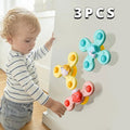 3Pc Baby Bath Sucker Spinners cartoon rattle fidget toy set for splash-time play and sensory bath fun.