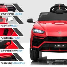 Red toy car with features highlighted 